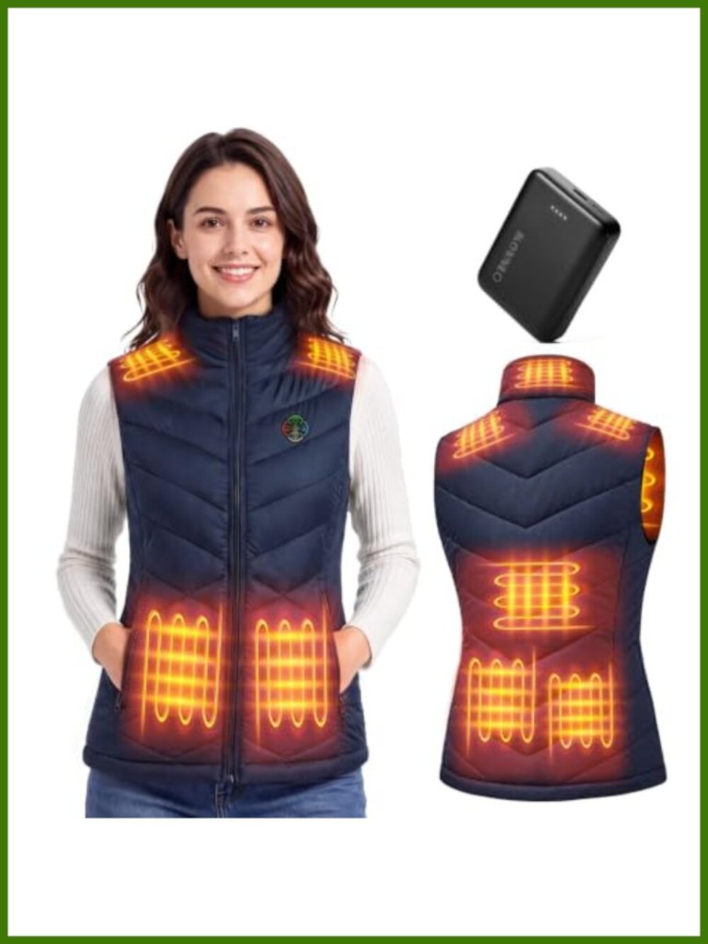 KOVNLO Heated Vest for Women 8 Carbon Fiber Elements Battery Pack Included Slim